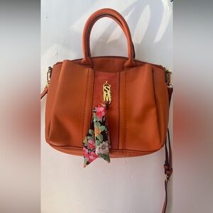 NWT Steve Madden Pumpkin dark orange cross body handbag with scarf